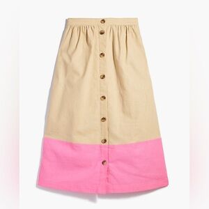 JCrew • Tan and Pink Button-Down Skirt • Size M